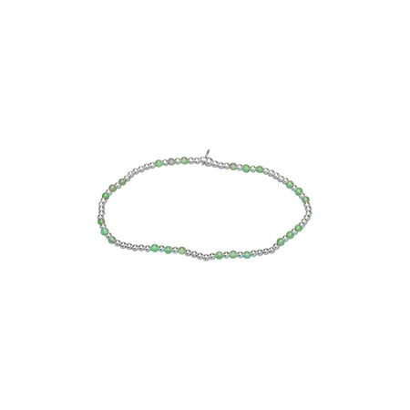 green jade and silver bead stretch bracelet in sterling silver