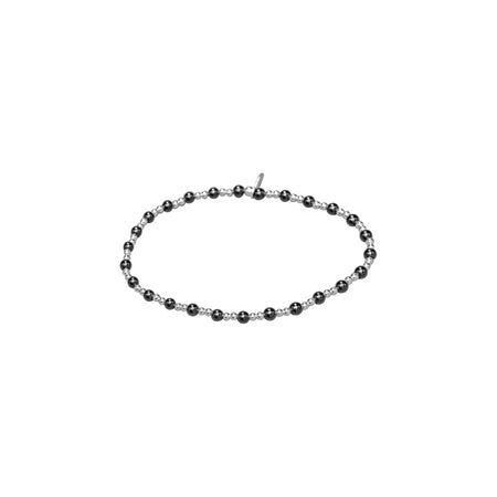 onyx and silver bead bracelet in silver