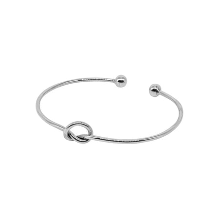 knot design oval torque silver bangle 