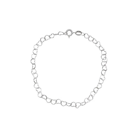 heart shaped link silver bracelet