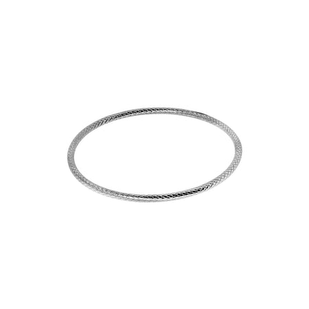 herringbone round silver bangle