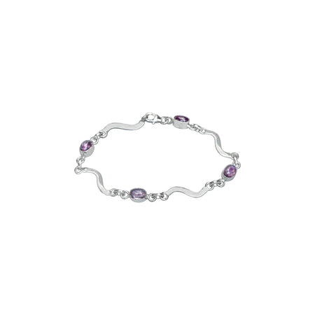 silver oval link amethyst bracelet