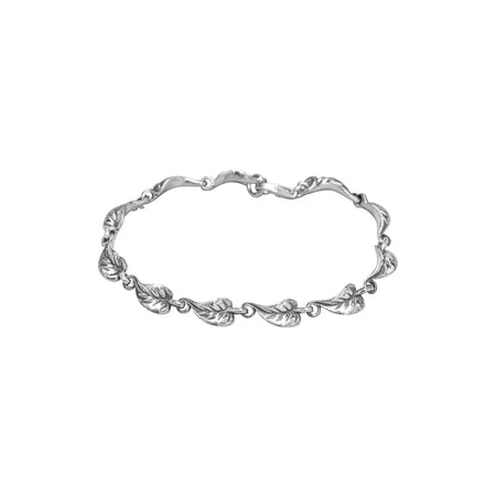 leaf pattern link silver bracelet