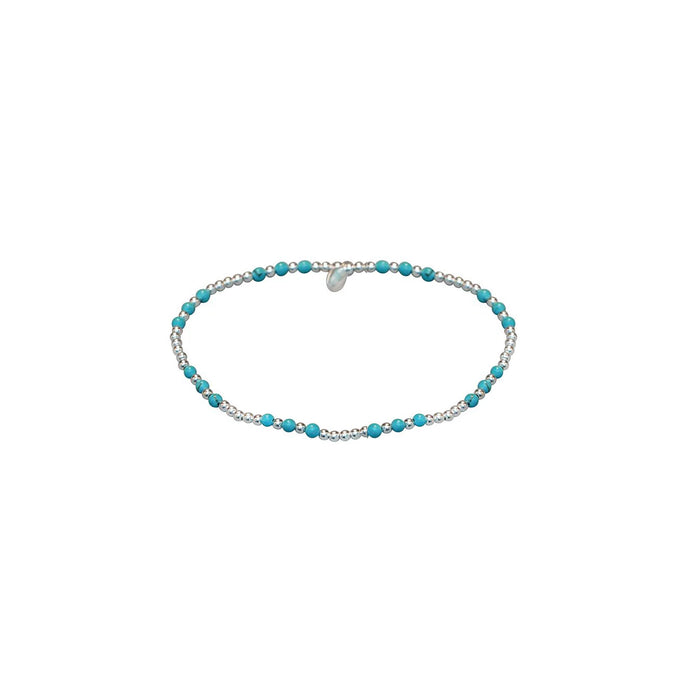 silver and turquoise bead bracelet in silver