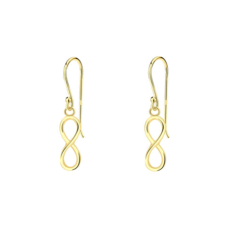 yellow gold drop infinity hook fitting earrings