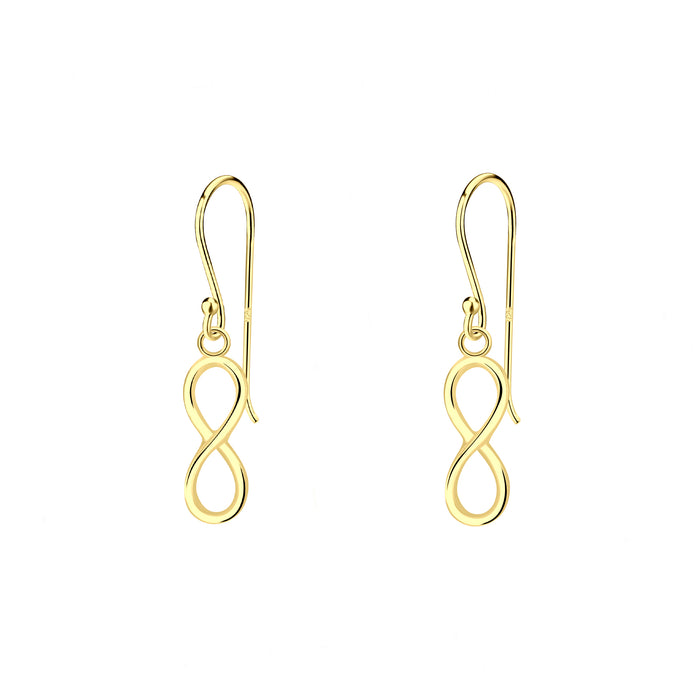 yellow gold drop infinity hook fitting earrings