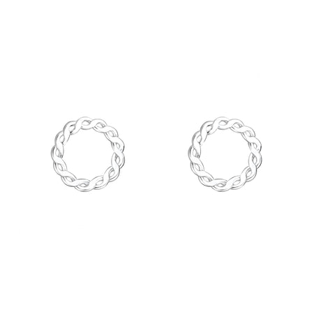 circular twisted round silver stud earrings