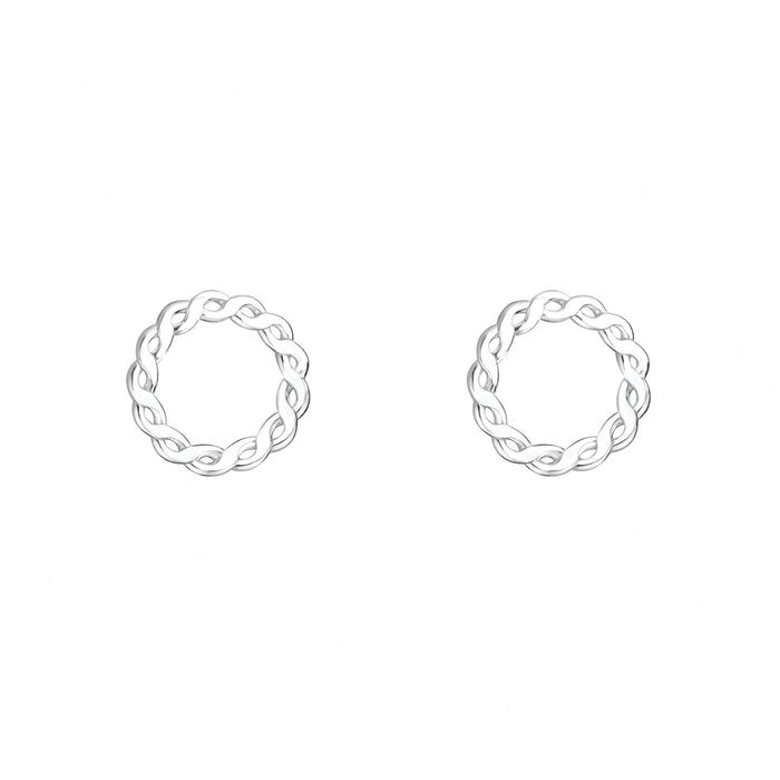 circular twisted round silver stud earrings