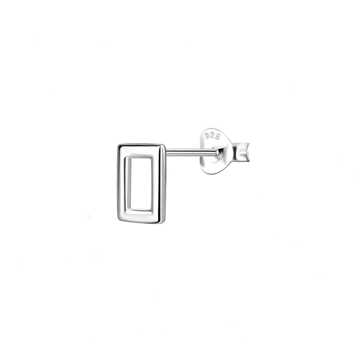 Rectangular Shaped Stud Earrings in Sterling Silver