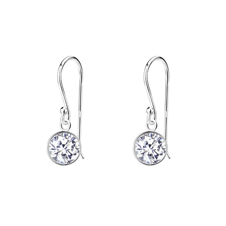 round cubic zirconia silver drop earrings