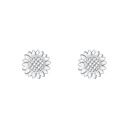 sunflower shaped grooved silver studs
