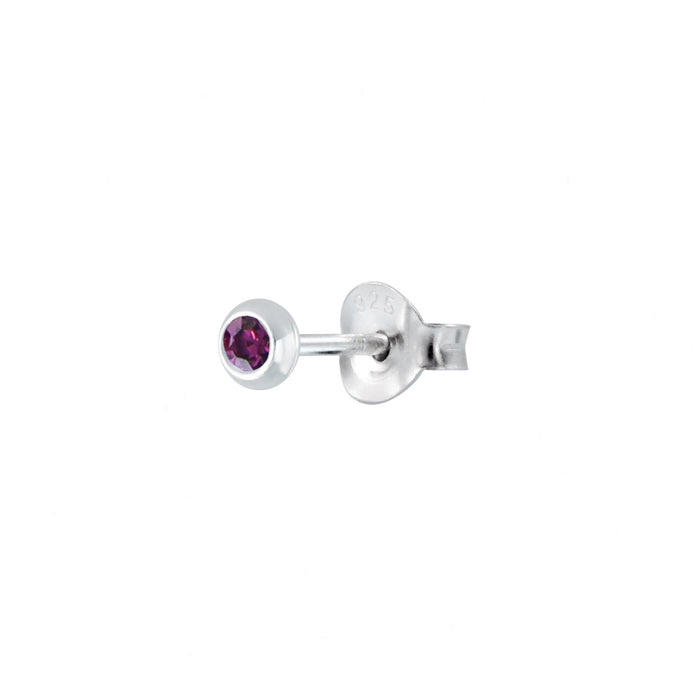 Crystal Rubover Set Stud Earrings in Sterling Silver