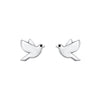 flying bird stud earrings in silver