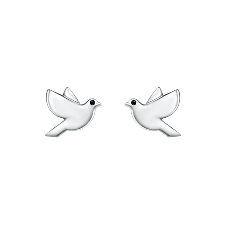 flying bird stud earrings in silver