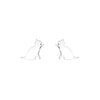 cat design stud earrings in silver