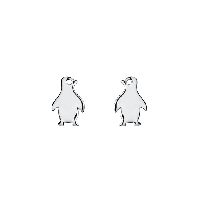 penguin stud earrings in silver