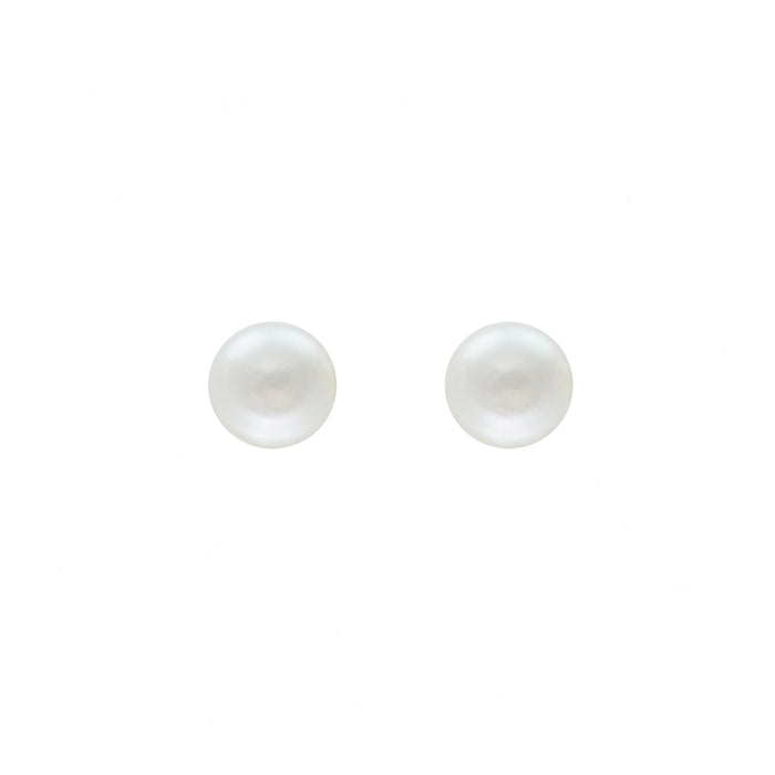 6mm round freshwater pearl style stud earrings on a silver post butterfly fitting