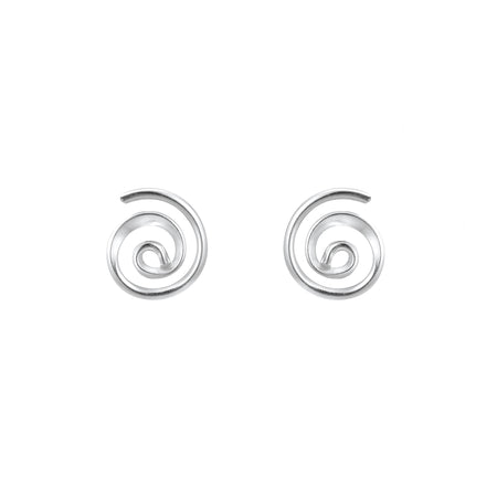 spiral design stud earrings in silver