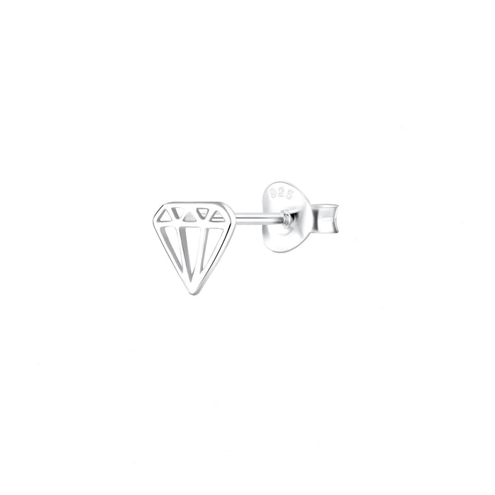 Diamond Shaped Stud Earrings in Sterling Silver