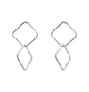 silver drop twist double square earrings