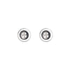 button design round stud earrings silver