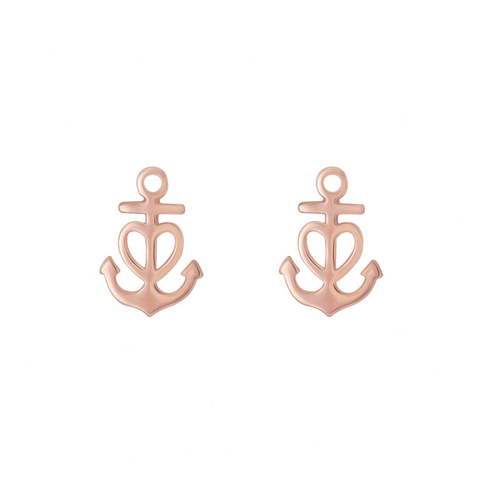 anchor design studs in rose gold plated silver