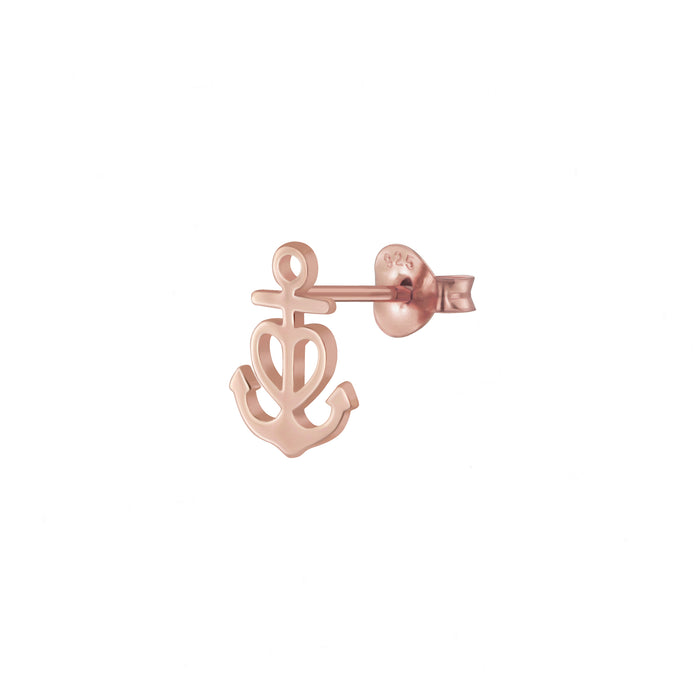 Anchor Stud Earrings in Rose Gold Plated Sterling Silver