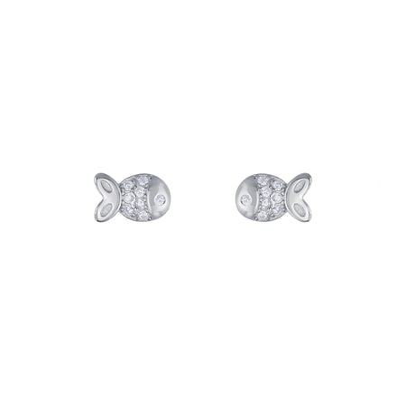 fish cubic zirconia sterling silver studs