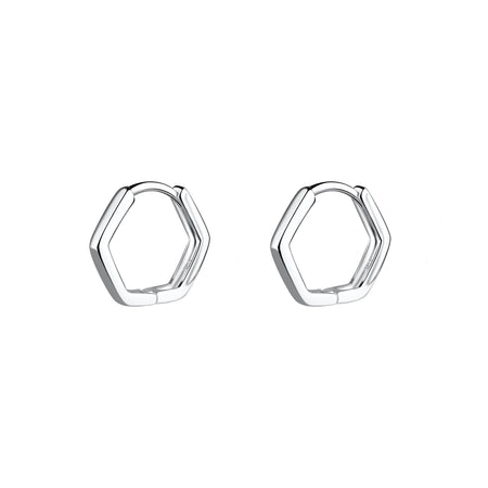 geometric shaped small hoops silver