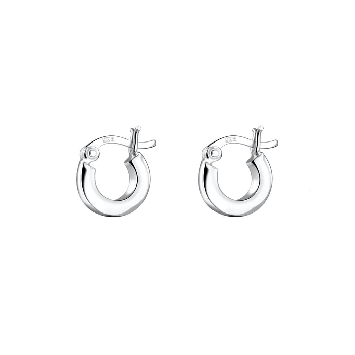 Plain Small 10mm Round Hoop Earrings in Sterling Silver