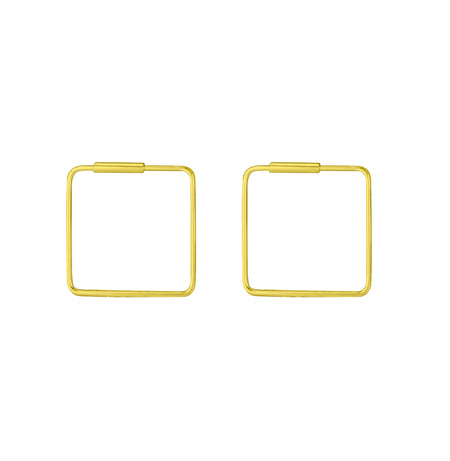 square shaped hoops hinged gold plate silver