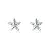 silver starfish shape stud earrings beaded edge with grooved edge lines