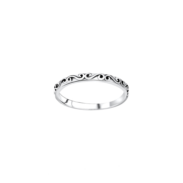 Swirl Patterned Stacking Ring in Sterling Silver