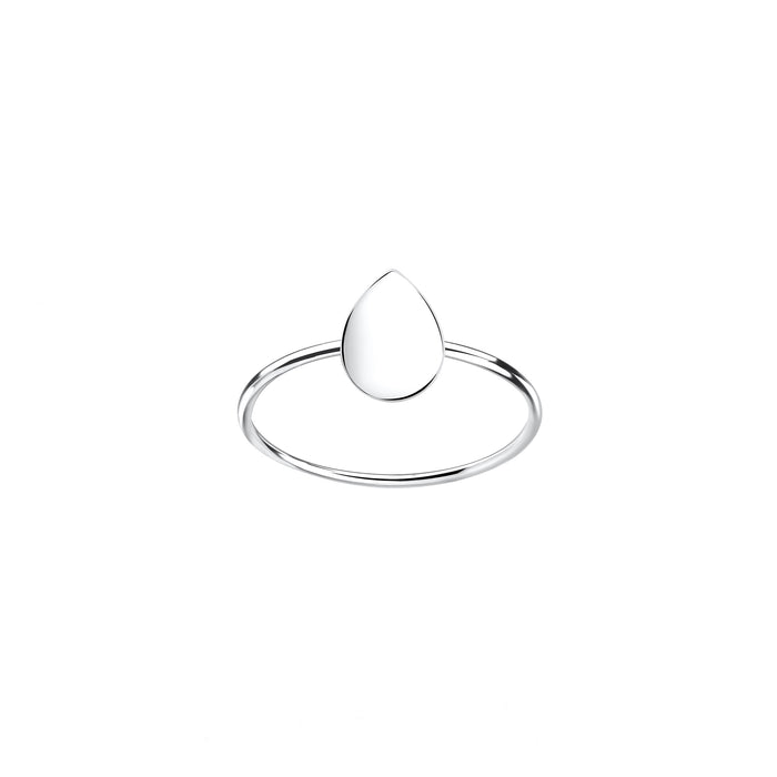 plain tear drop design silver dress ring