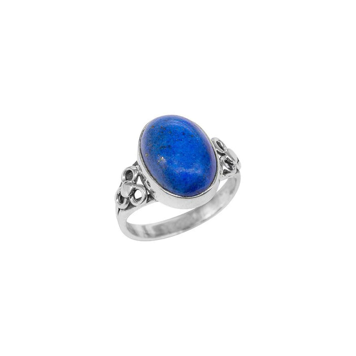 large oval lapis lazuli dress ring in silver