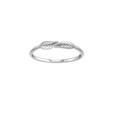 double leaf design modern silver ring size L