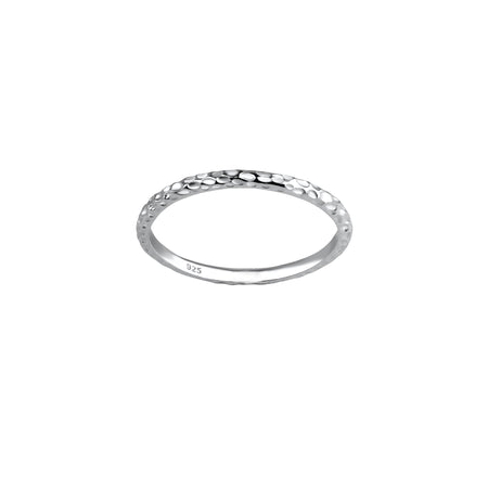 hammered effect modern silver ring size J