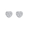 satin finish patterned heart studs in silver