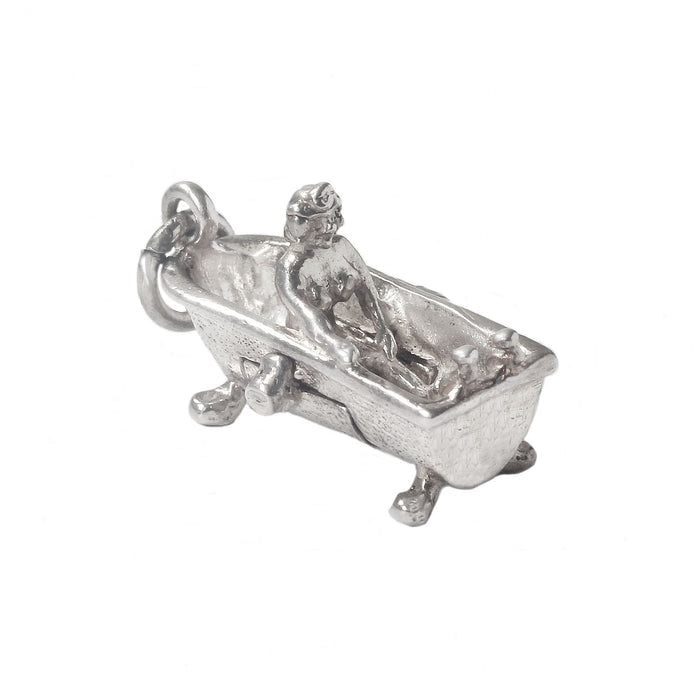 a silver vintage woman in the bath charm